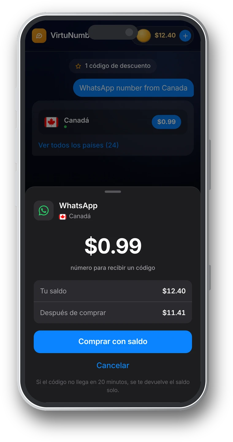 Compra confirmada con saldo desde el asistente